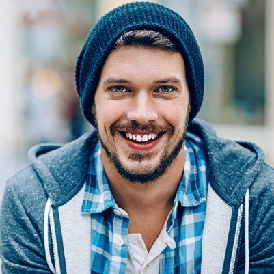 Man sharing attractive smile after teeth whitening